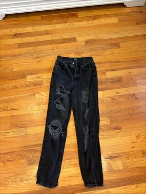 BDG Black Distressed Straight-Leg Jeans